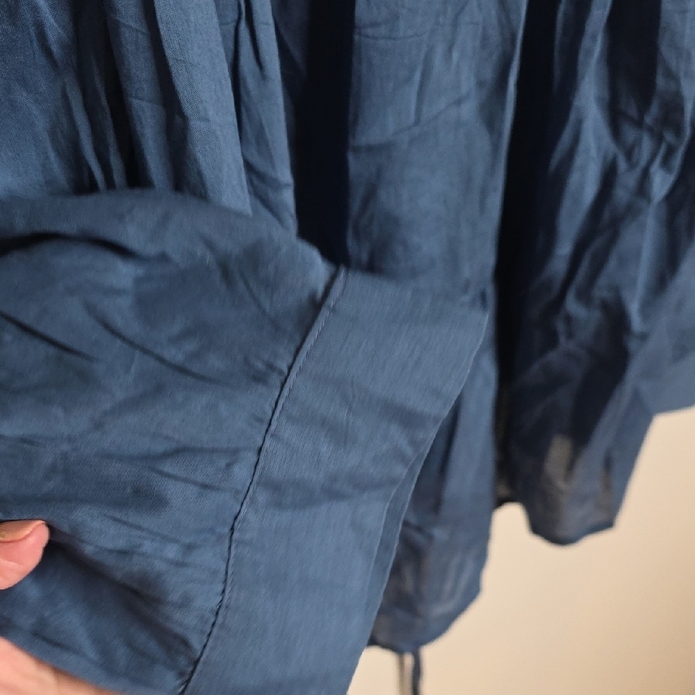 Uqnatu NWT Indigo Pintuck Blouse Top - Picture 3 of 7